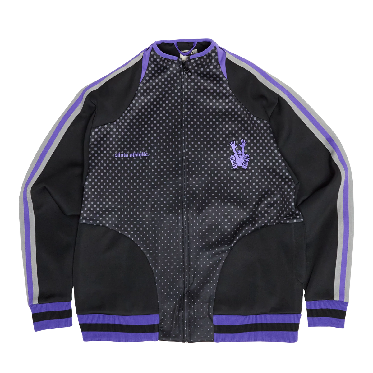 Athletic Dotted Poly Track Jacket - Black/Purple