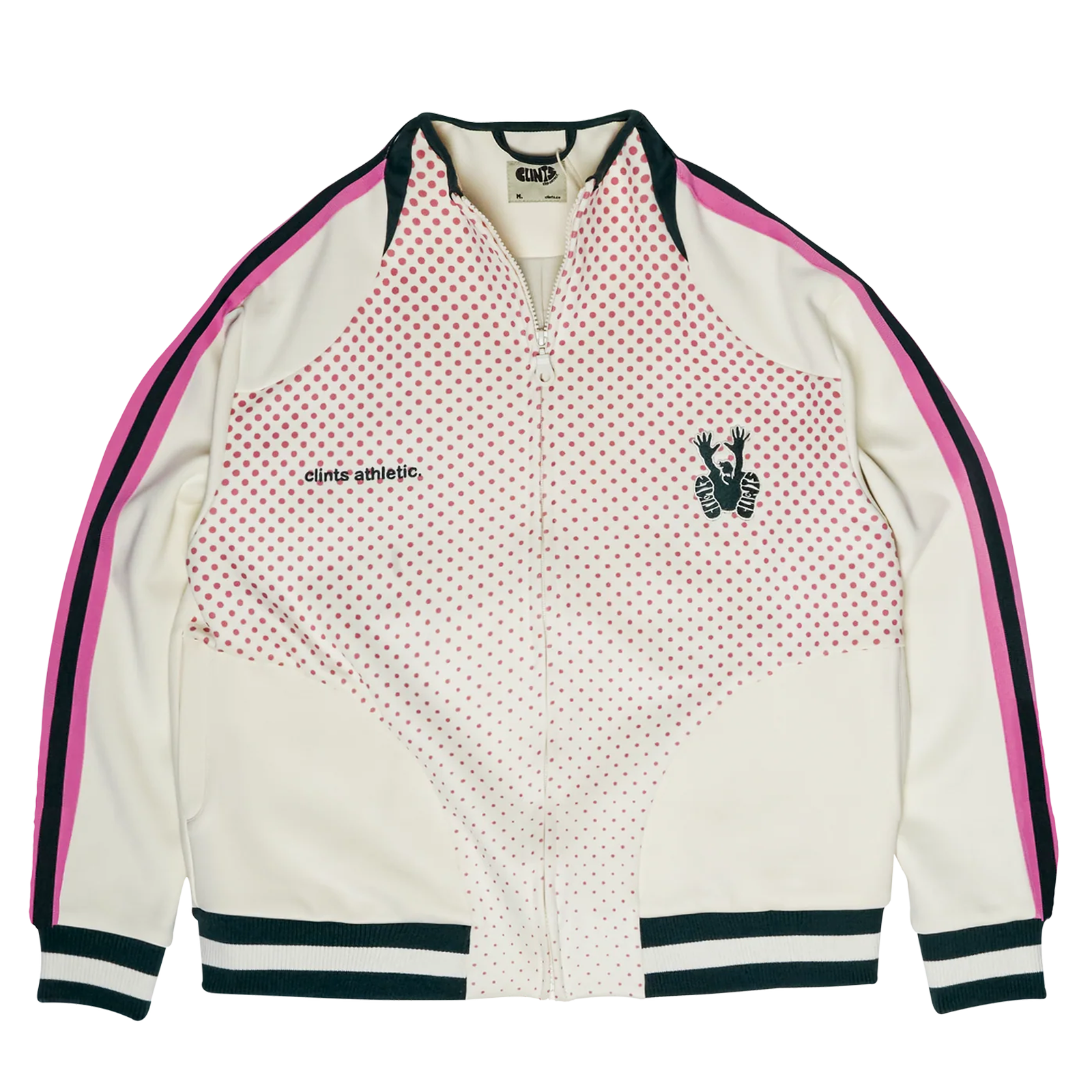 Athletic Dotted Poly Track Jacket - Ivory/Pink
