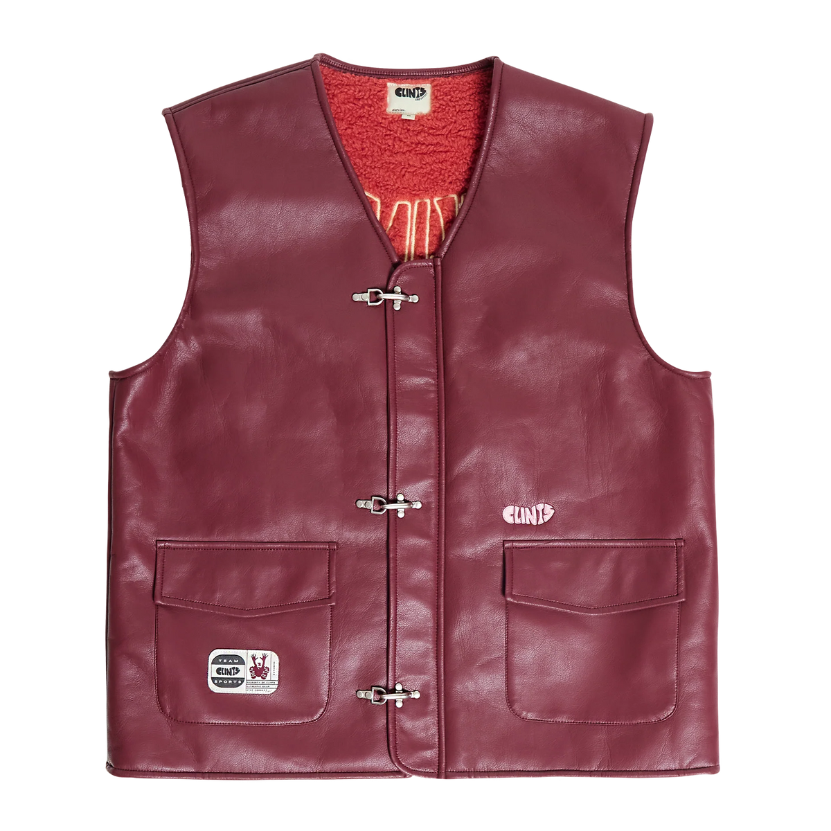 Leather Vest - Burgundy
