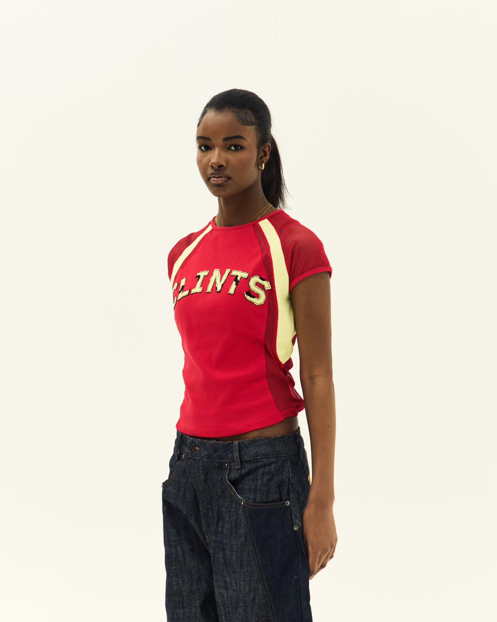 Mesh Contour Crop Top - Red