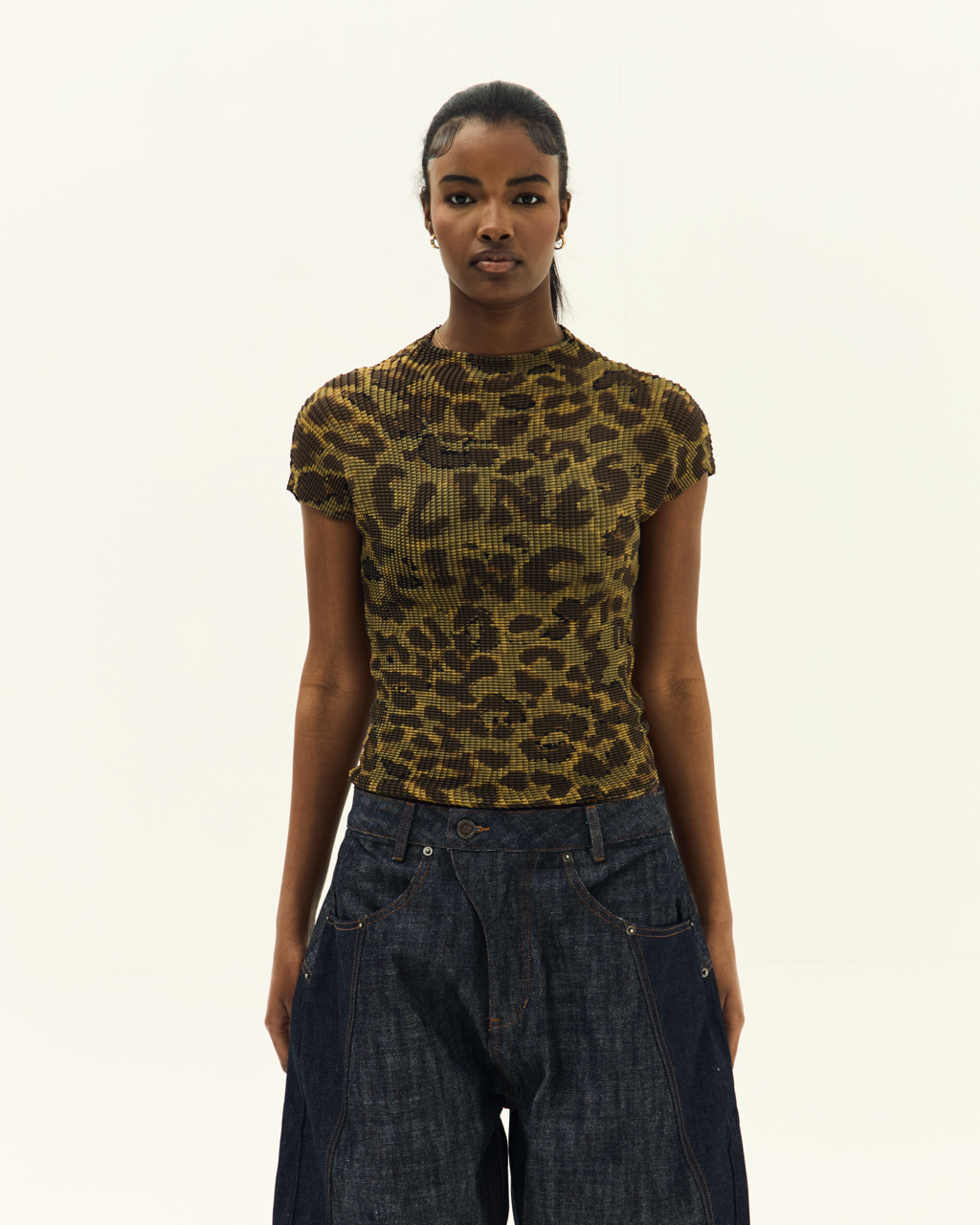 Pleated Crop Top - Leopard