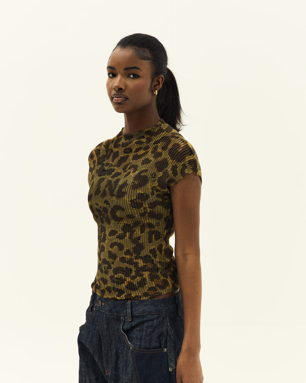 Pleated Crop Top - Leopard