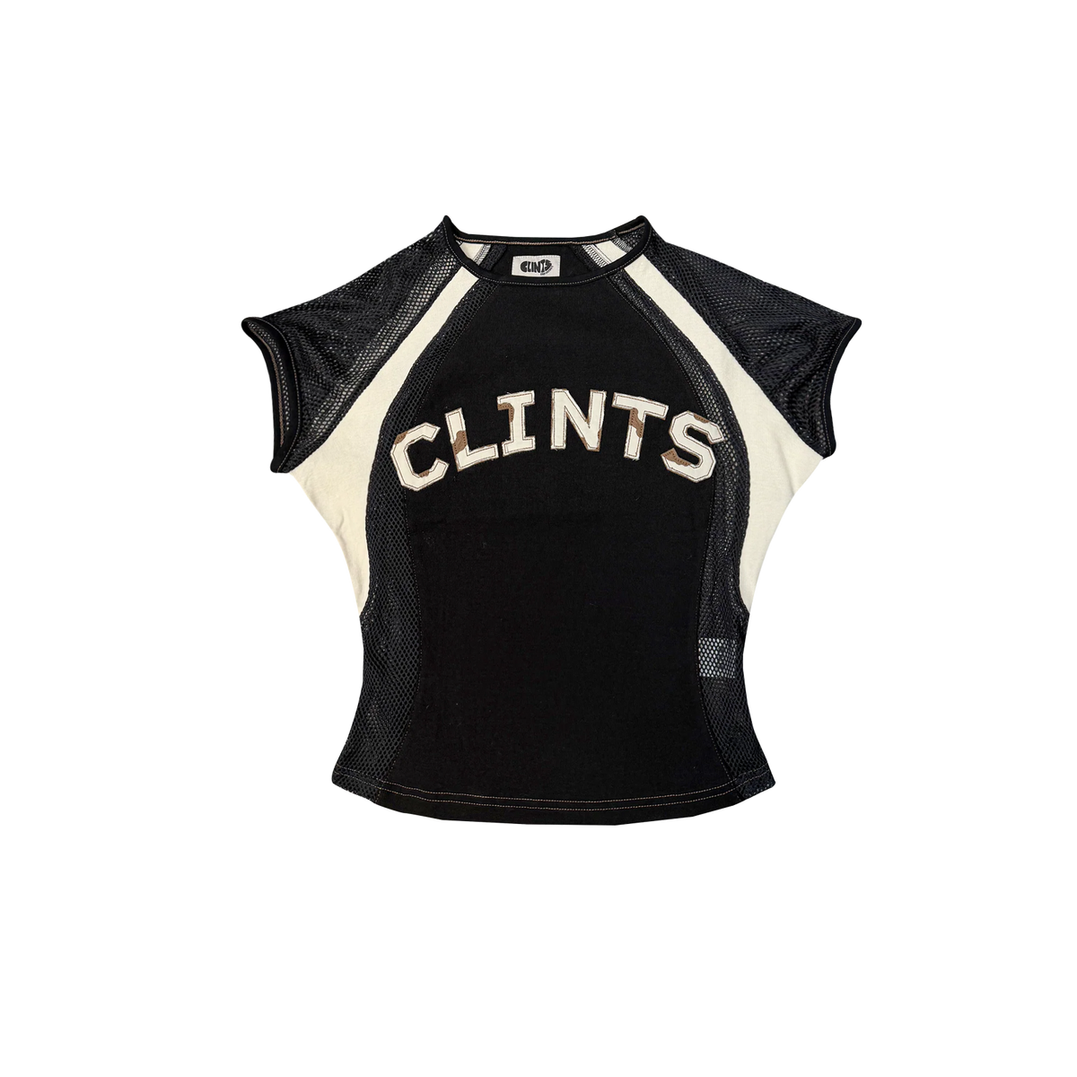 Mesh Contour Crop Top - Black