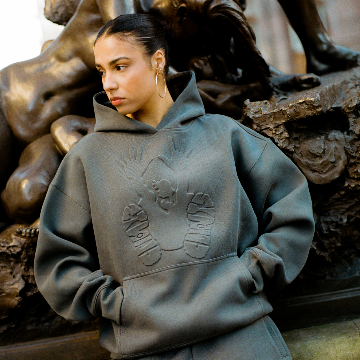 Embossed Stencil Hoodie - Smoke Grey