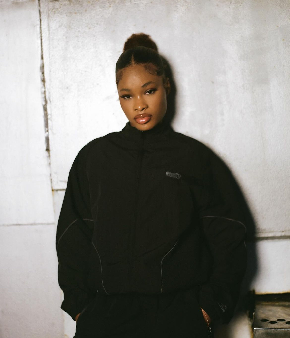 Rippled Nylon Jacket - Black