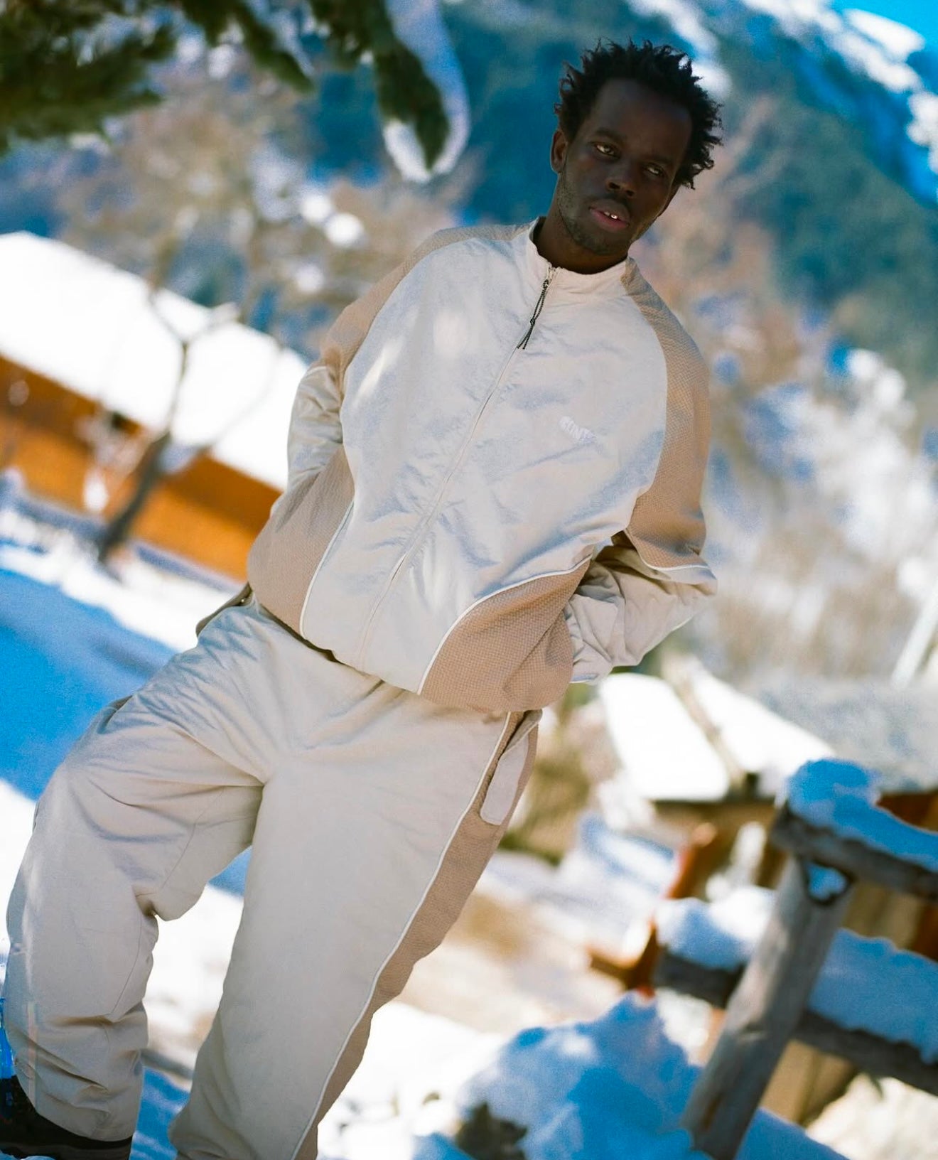 Rippled Nylon Pant - Beige