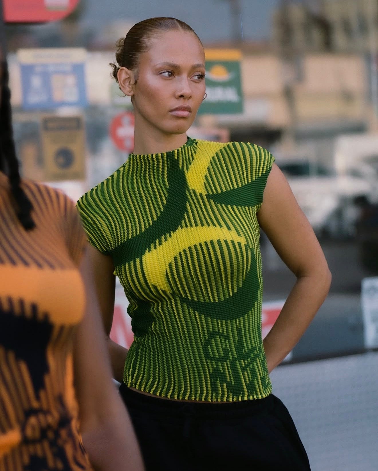 Pleated Crop Top - Green