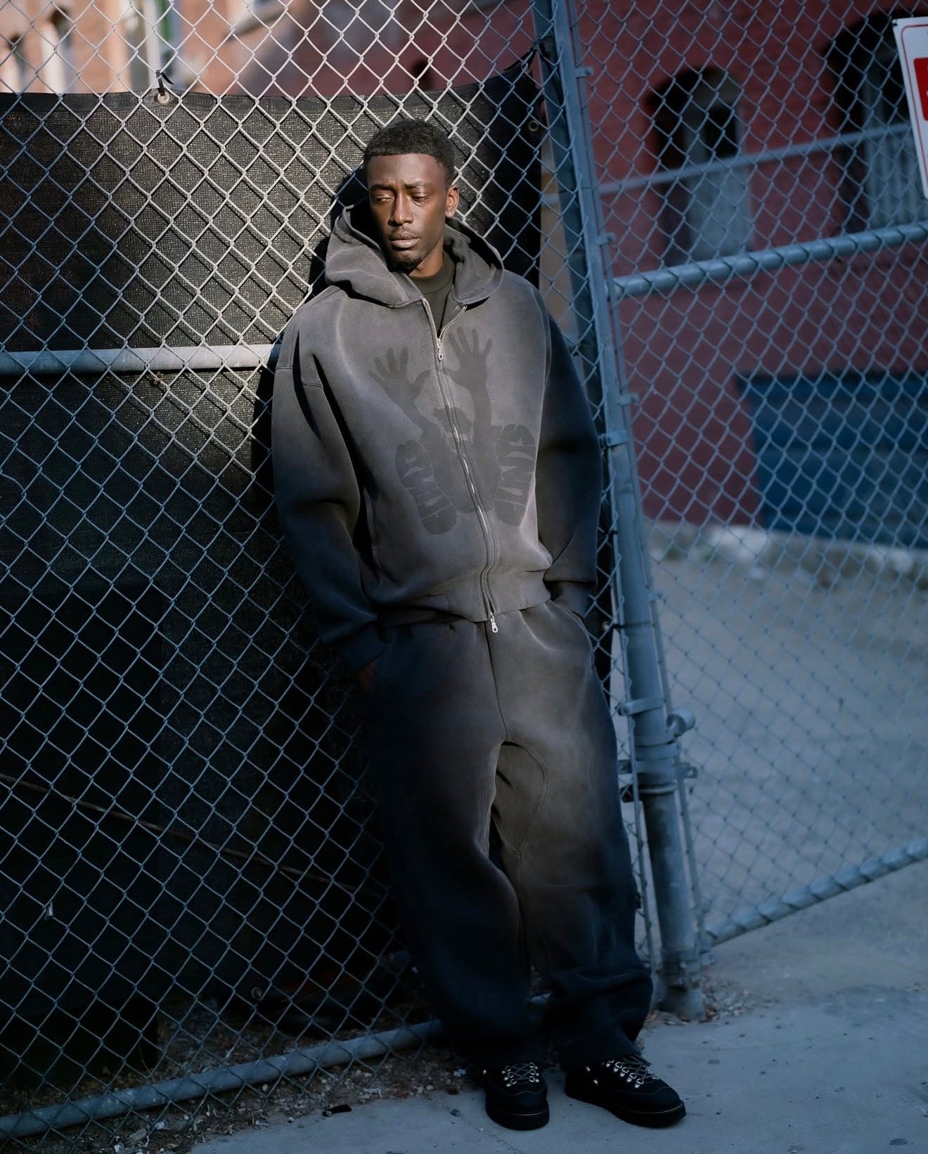 Washed Stencil Hoodie - Grey