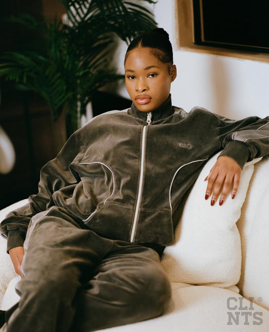 Velour Track Top - Grey