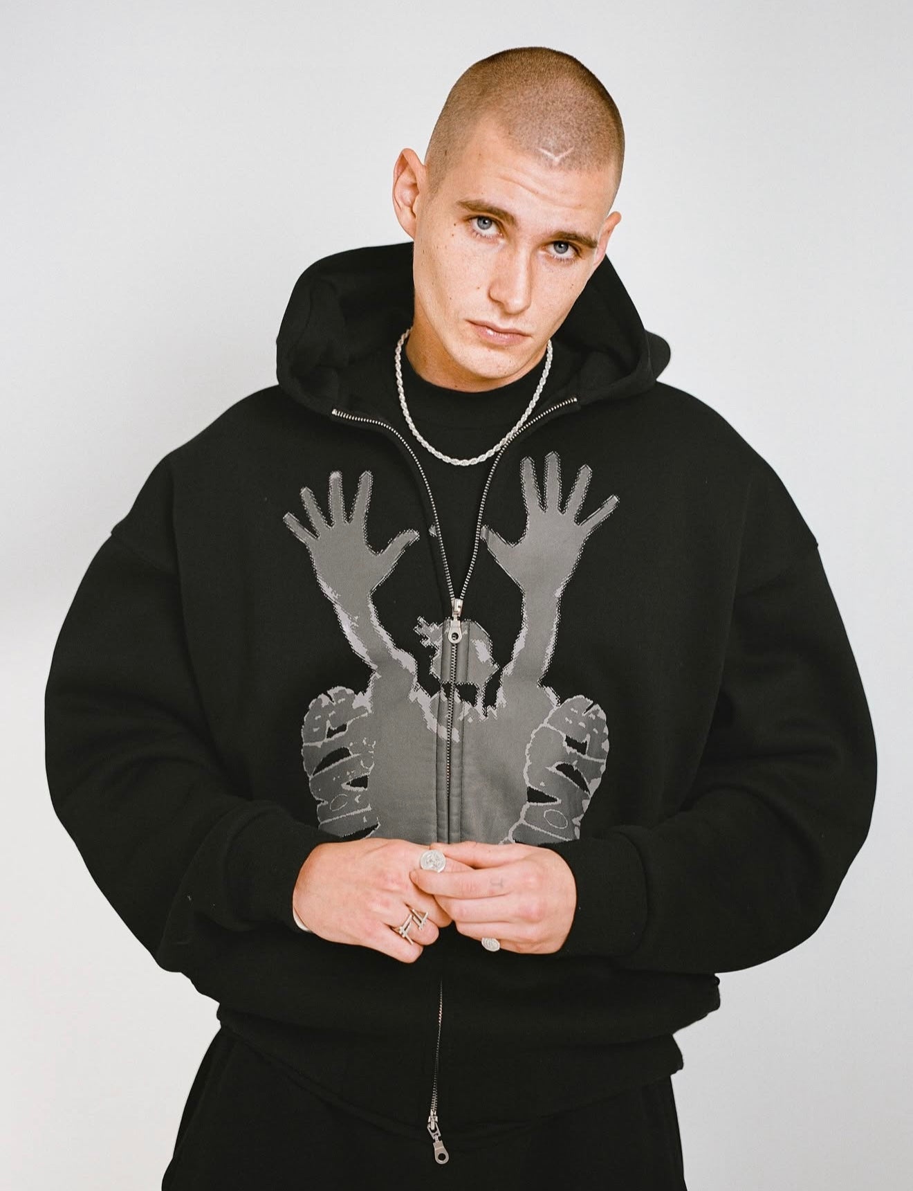 Stencil Hoodie - Black/Grey