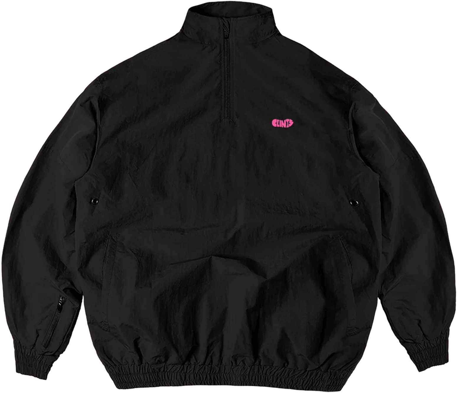 Black Shell Track Jacket - Pink Logo