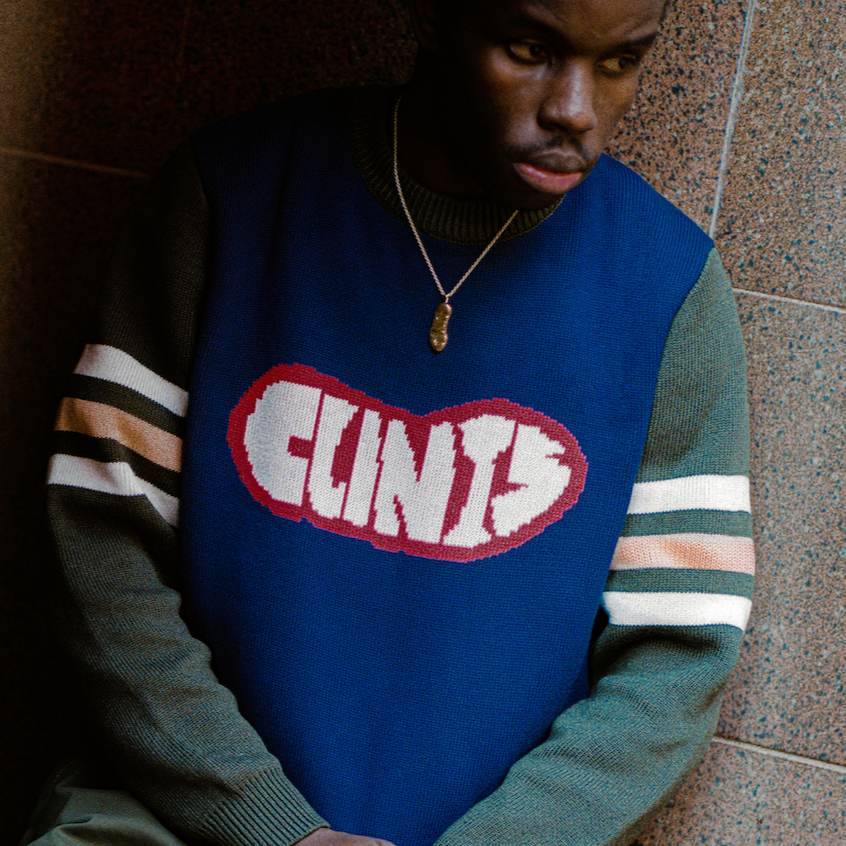 Contrast Knit Jumper - Blue