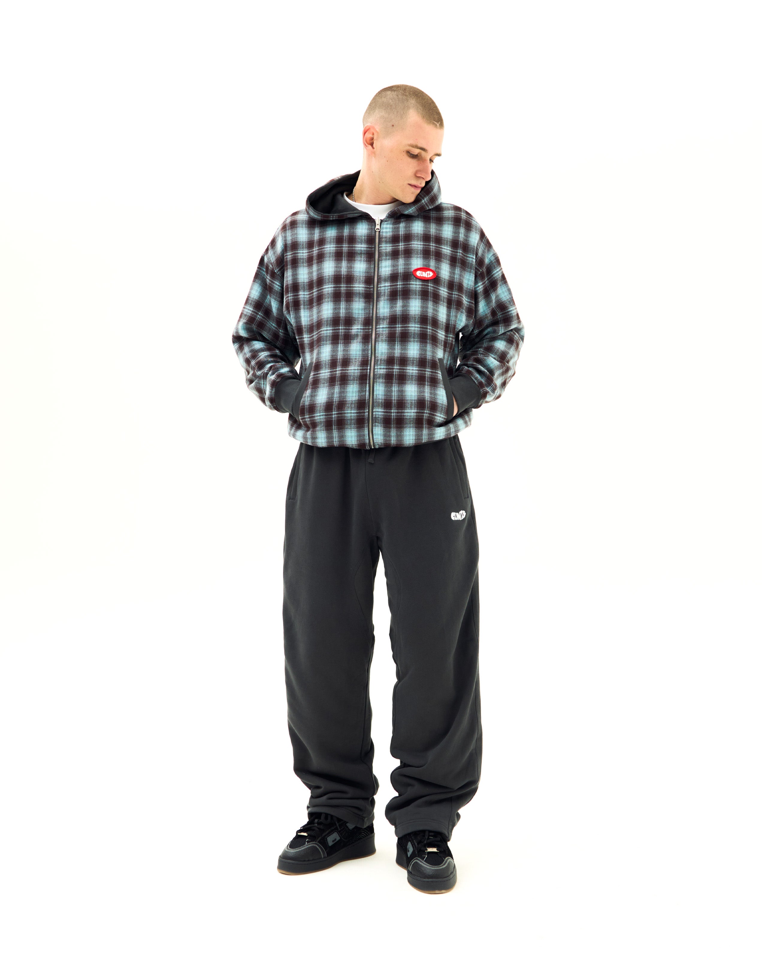 Reversible Plaid Sweatpants - Brown/Blue