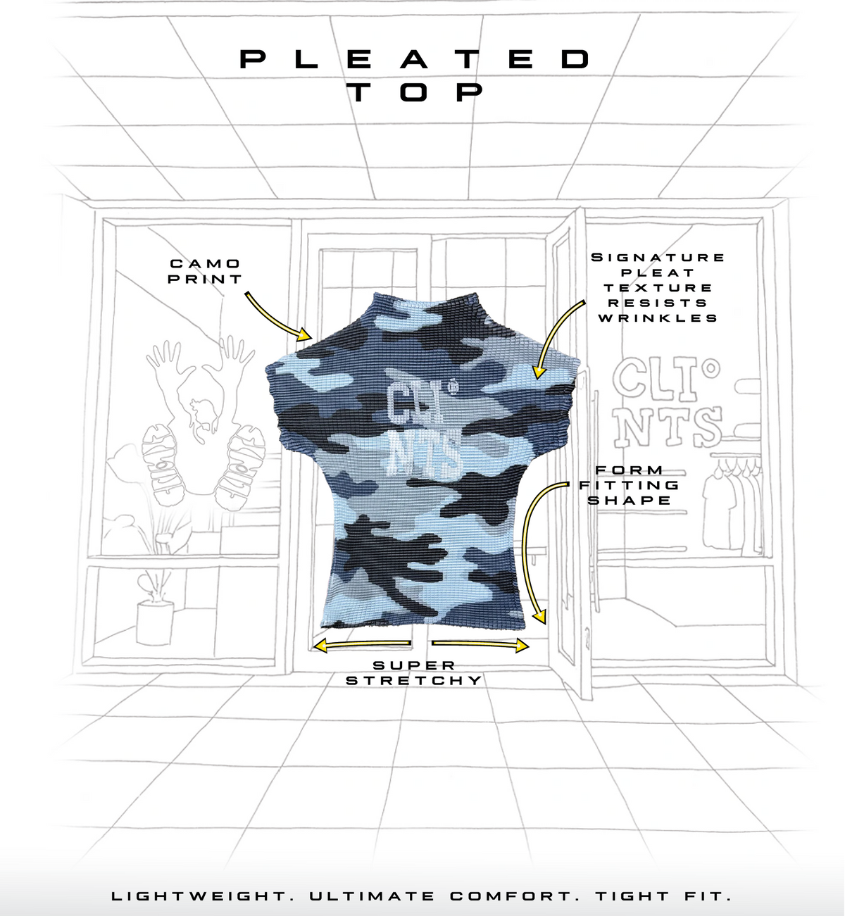 Pleated Camo Blue