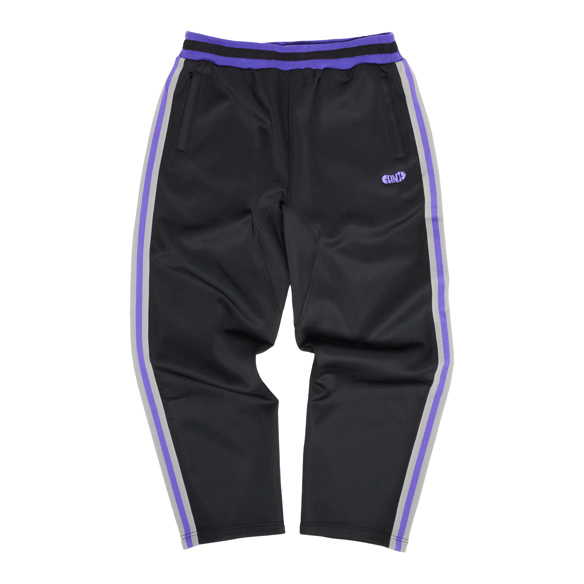 Athletic Dotted Poly Track Pant - Black/Purple