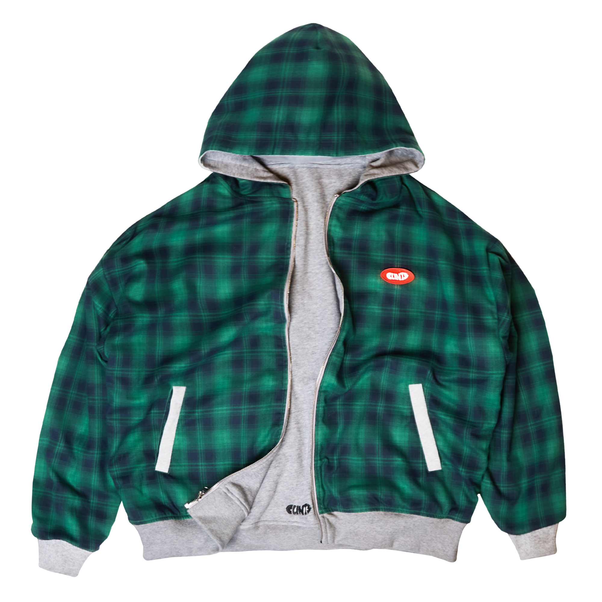 Reversible Plaid hoodie - Grey/Green