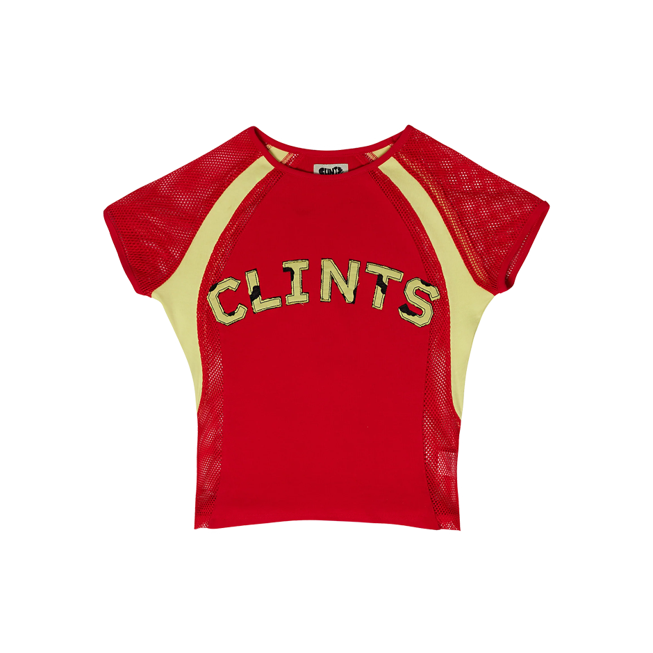 Mesh Contour Crop Top - Red