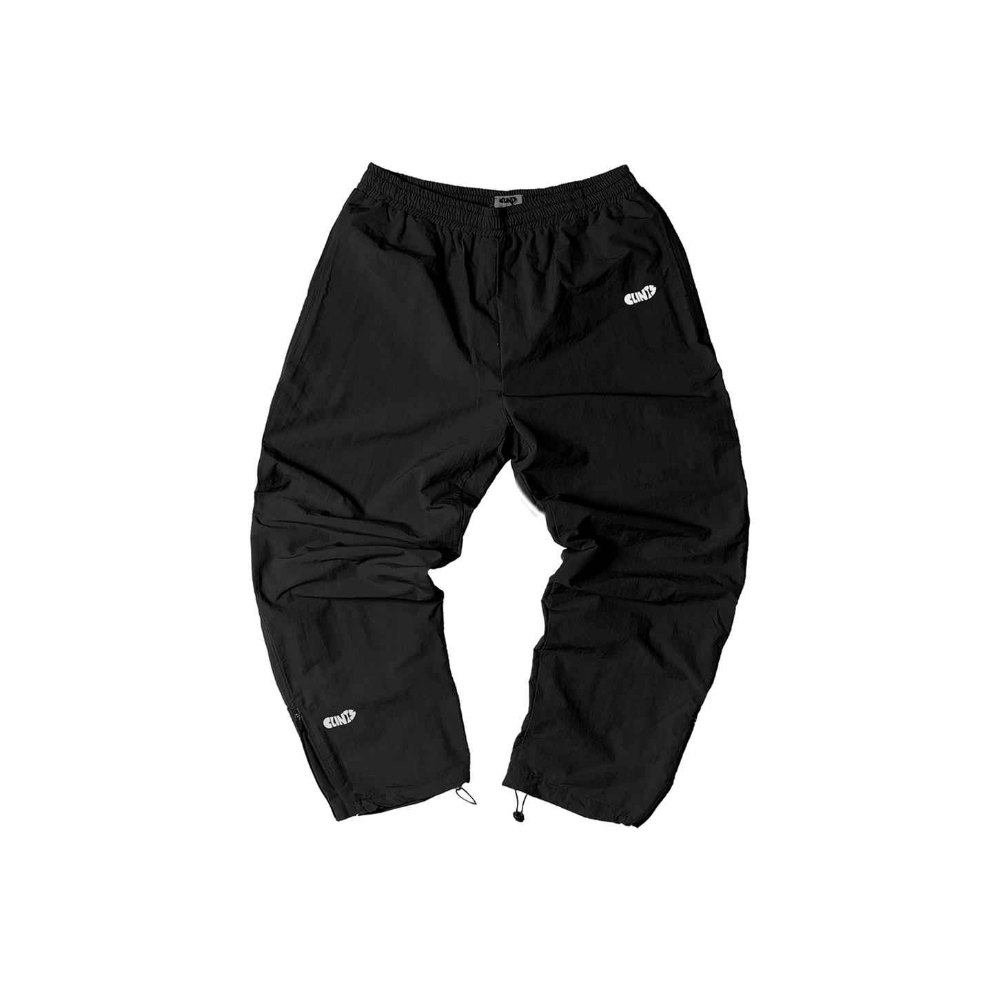 Black Shell Track Pant - White Logo