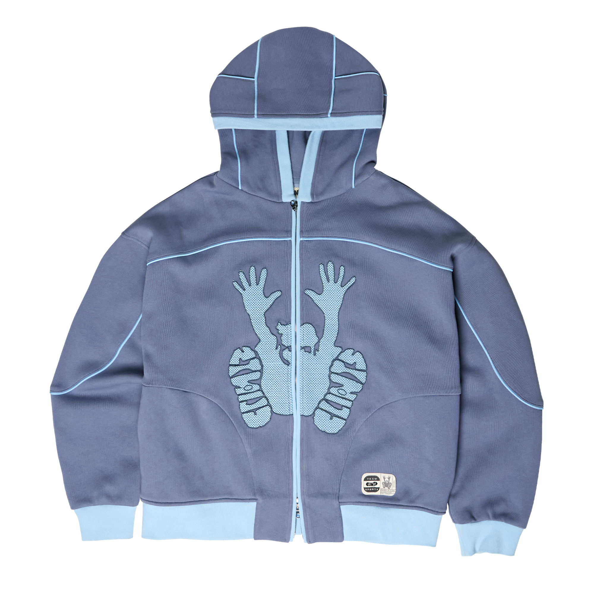 Contrast Stencil Hoodie - Blue