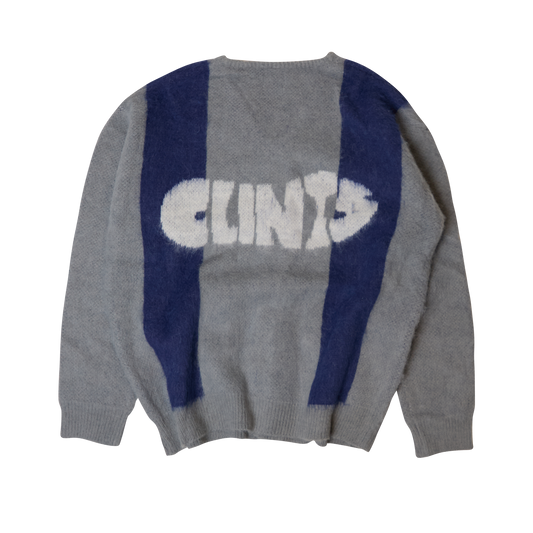 Mohair Diamond Cardigan - Grey/Blue