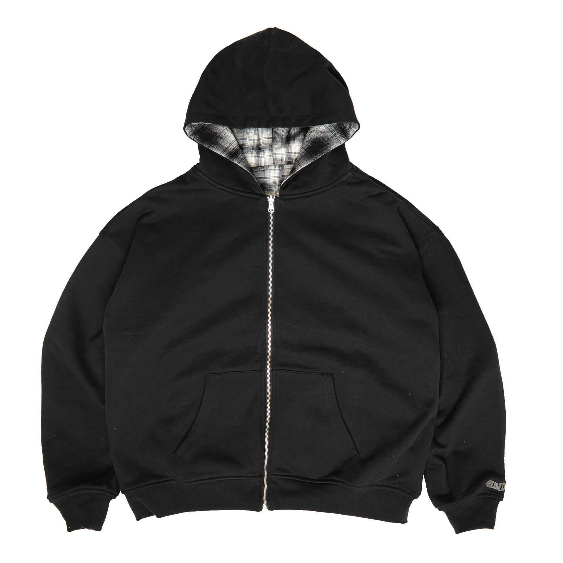Reversible Plaid Hoodie - Black/White