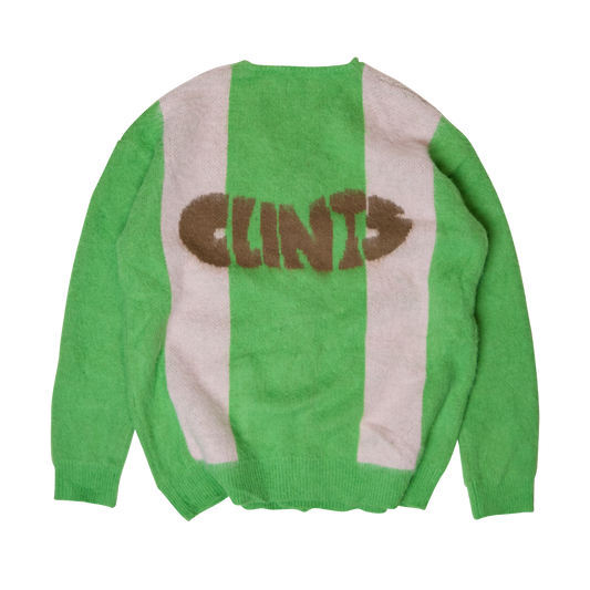 Mohair Diamond Cardigan - Green/Grey