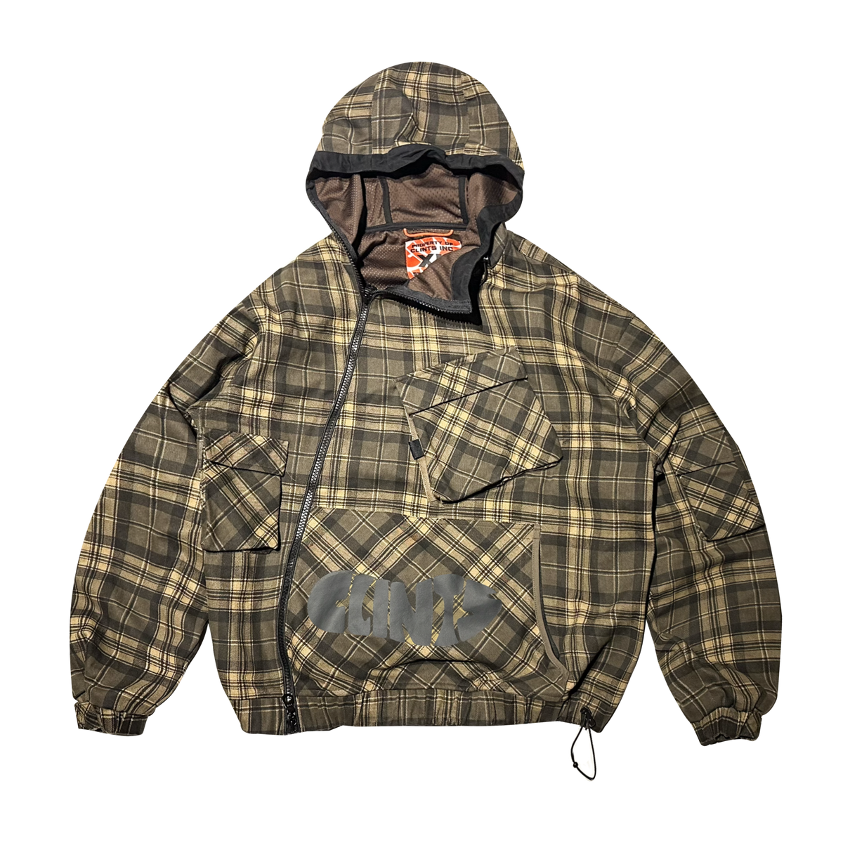Hooded Plaid Jacket - Yellow/Green