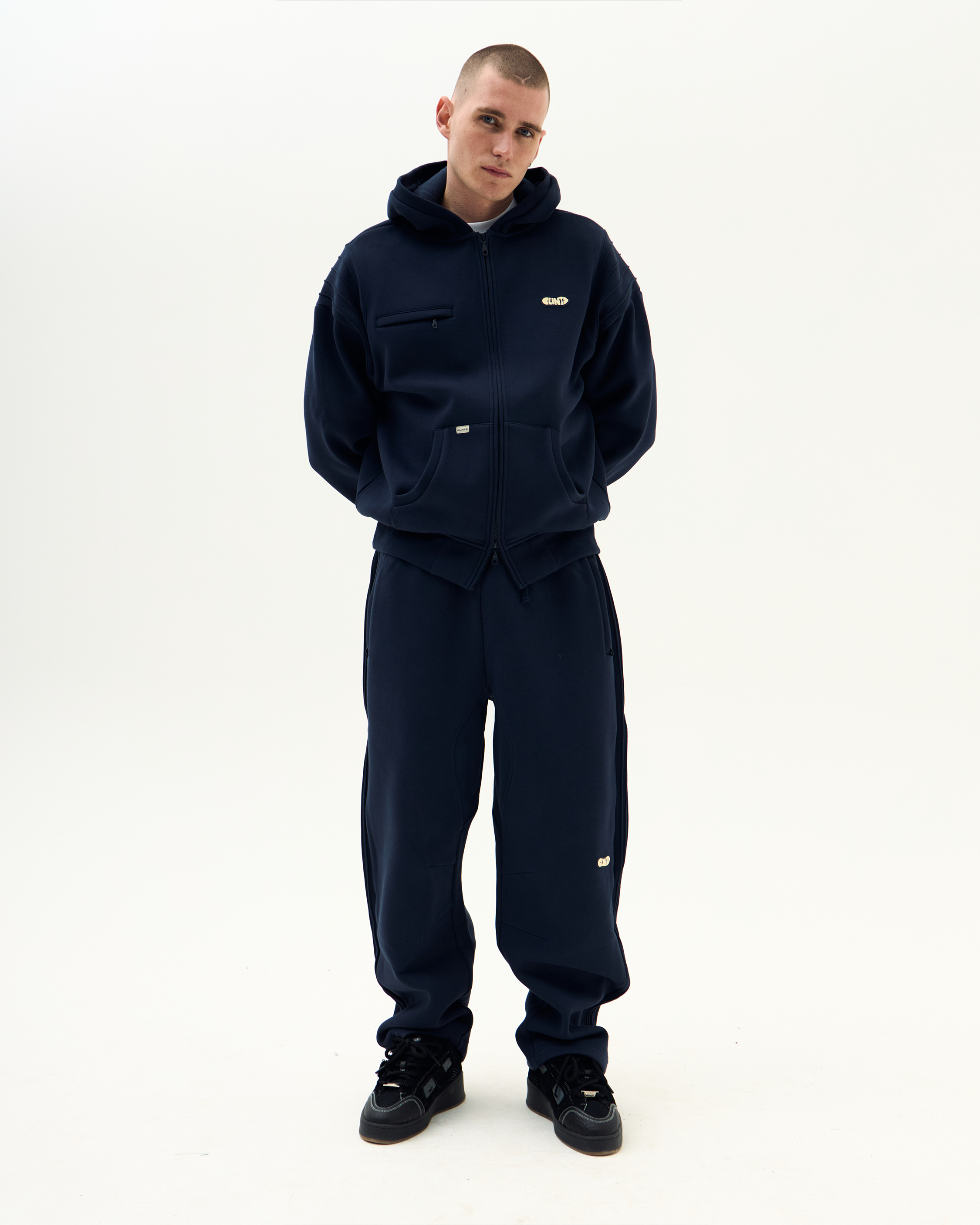 Pintuck Essential Hoodie - Navy Blue