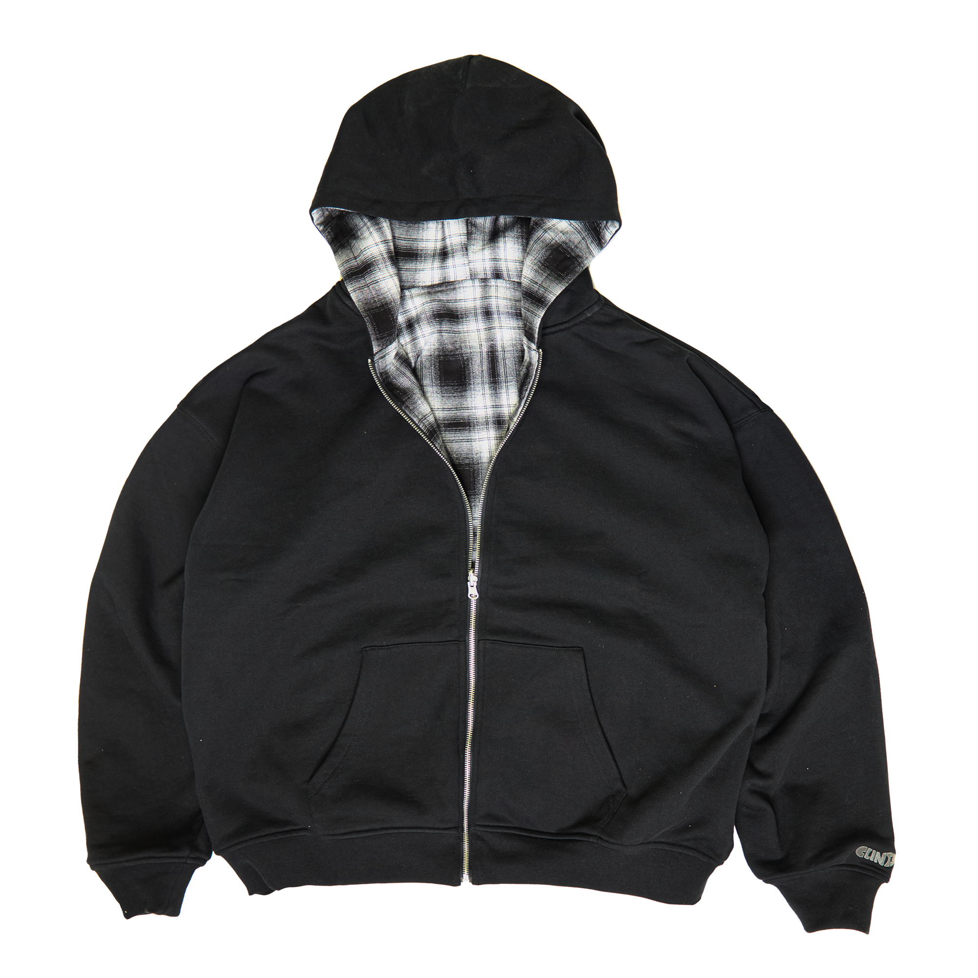 Reversible Plaid Hoodie - Black/White