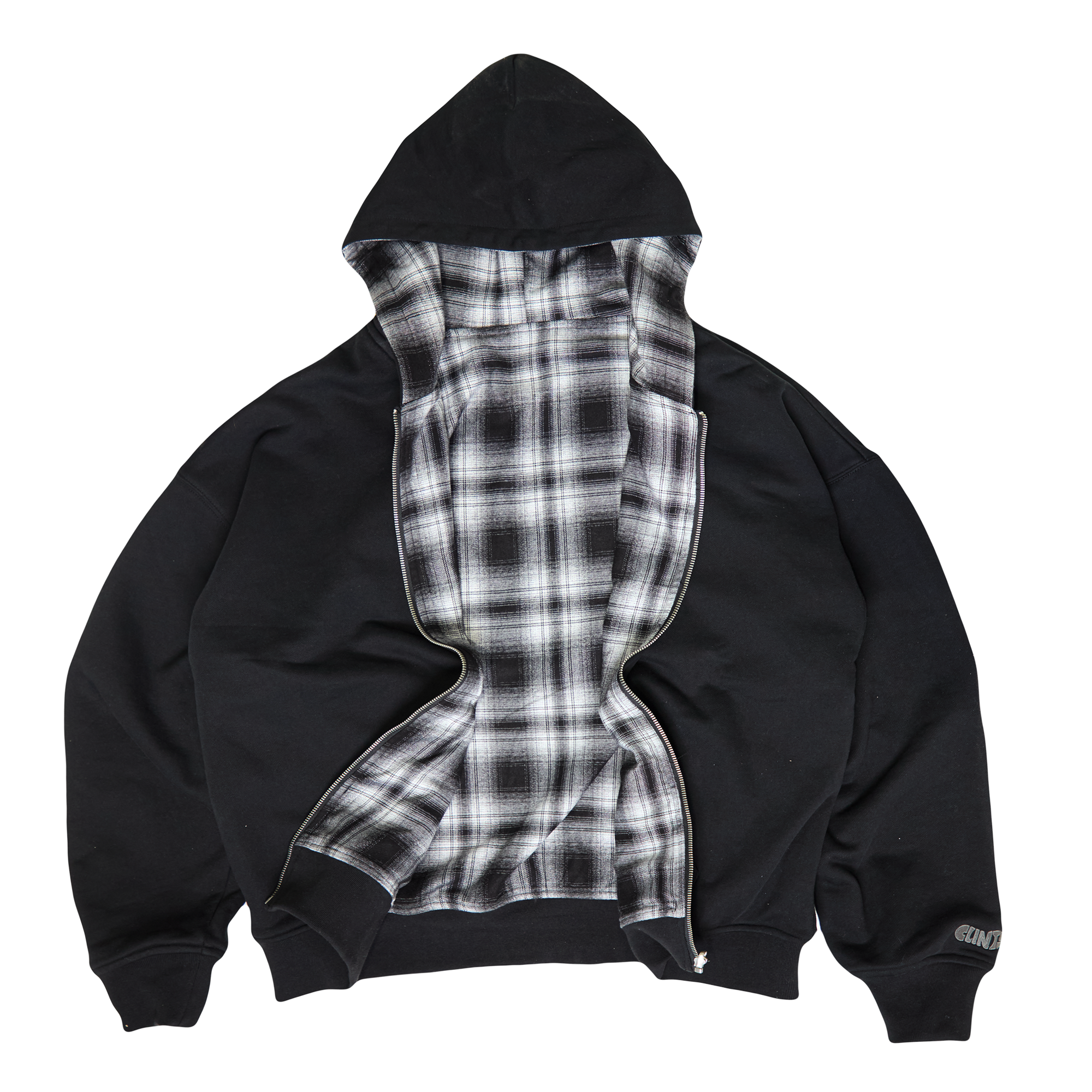Reversible Plaid Hoodie - Black/White
