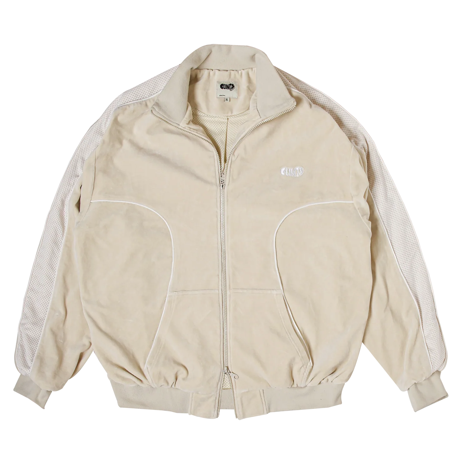 Velour track top - Ivory White