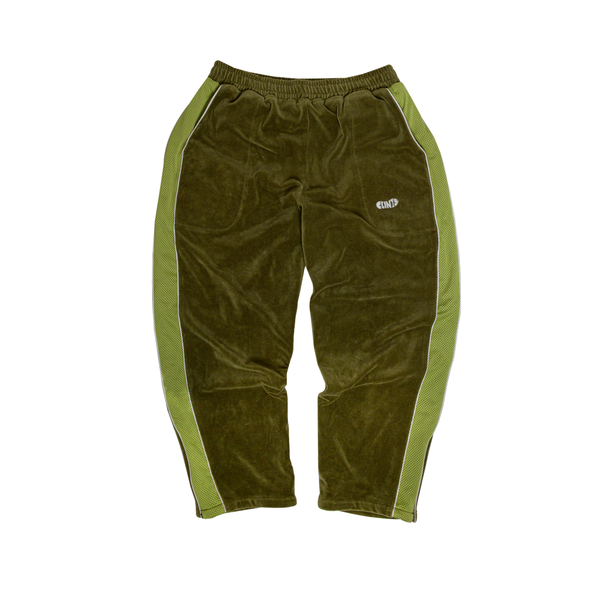 Velour track pant - Olive Green