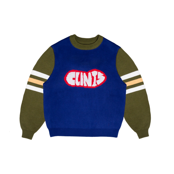 Contrast Knit Jumper - Blue