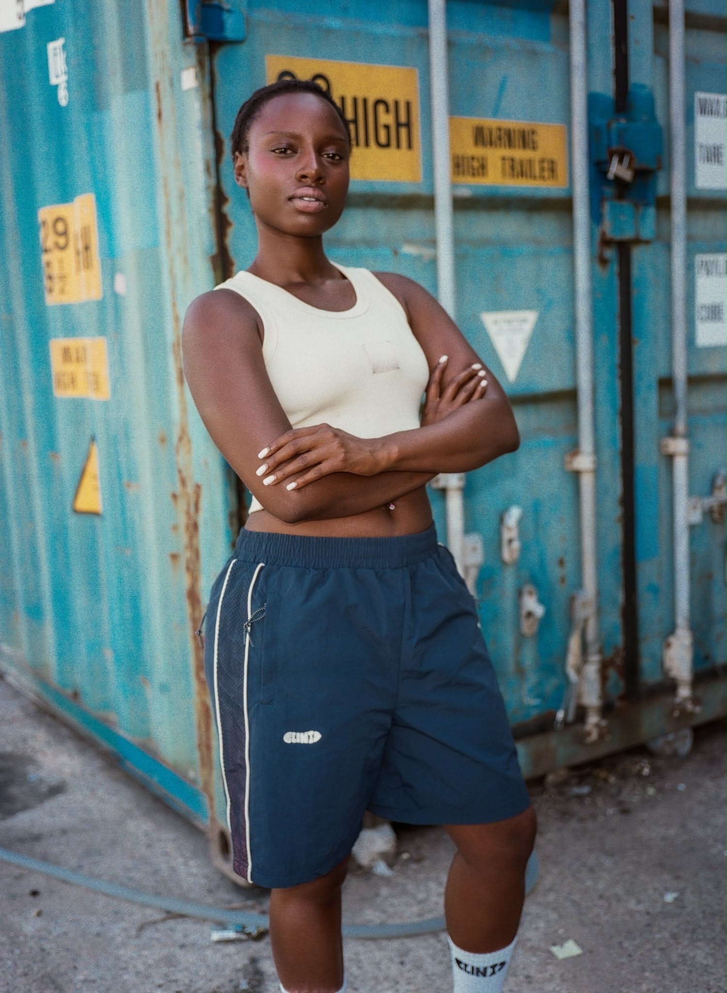Rippled Nylon Shorts - Navy Blue