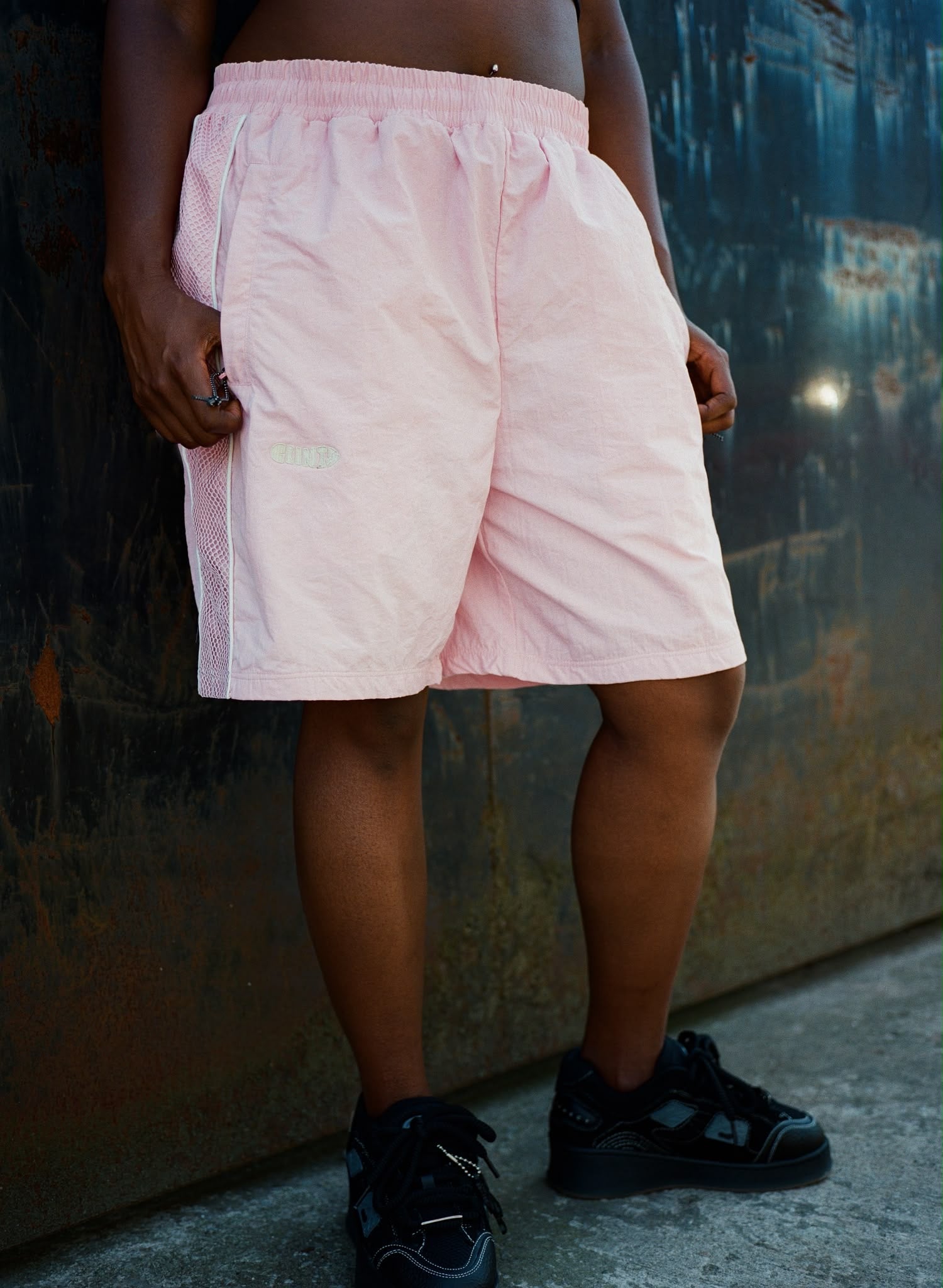 Rippled Nylon Shorts - Pink