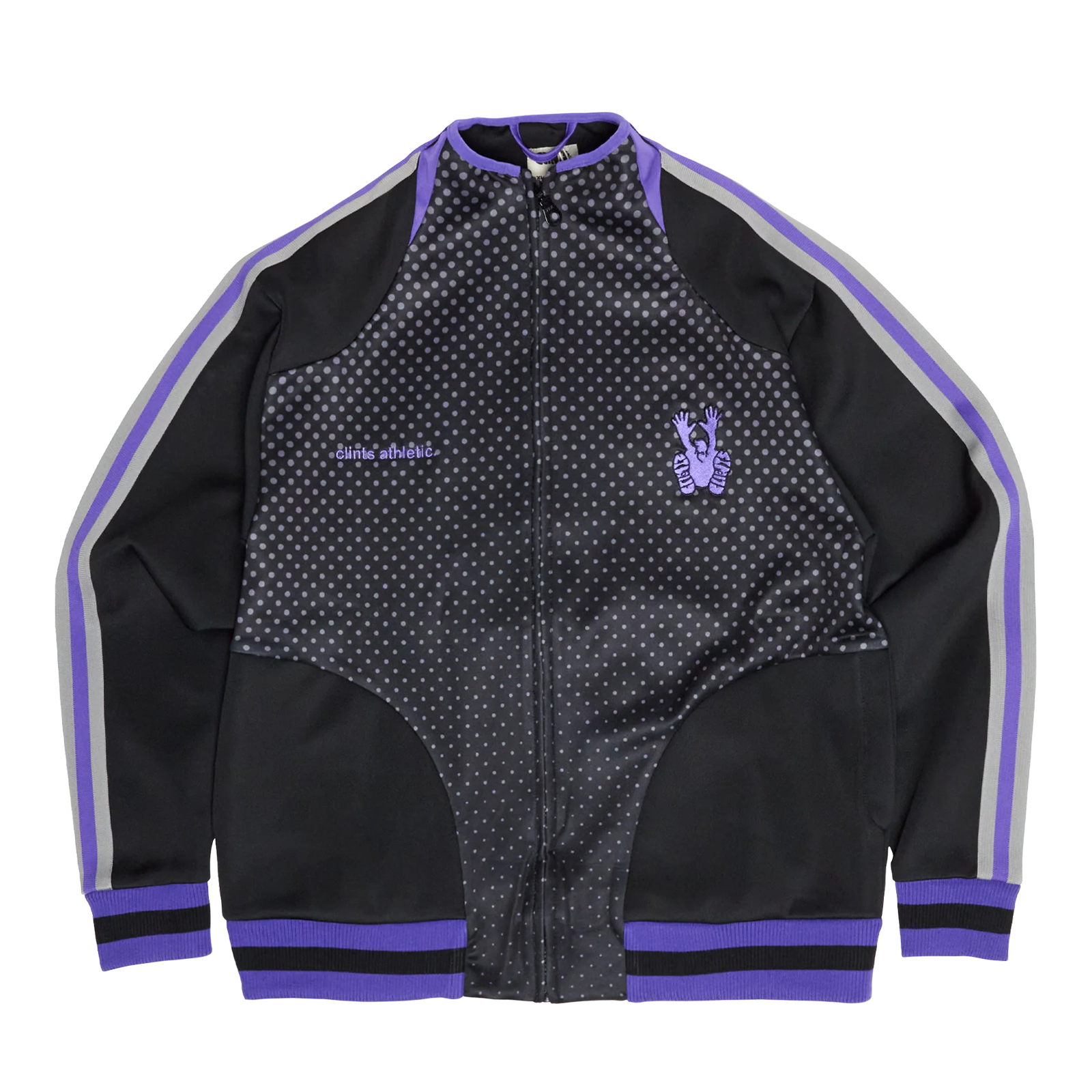 Athletic Dotted Poly Track Jacket - Black/Purple