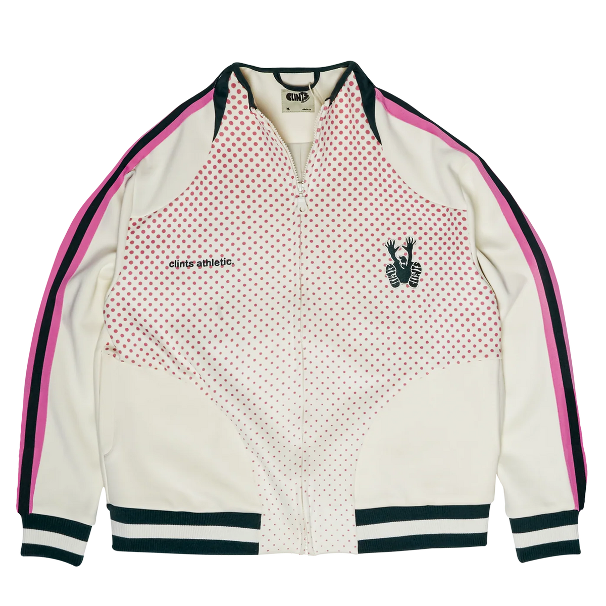Athletic Dotted Poly Track Jacket - Ivory/Pink