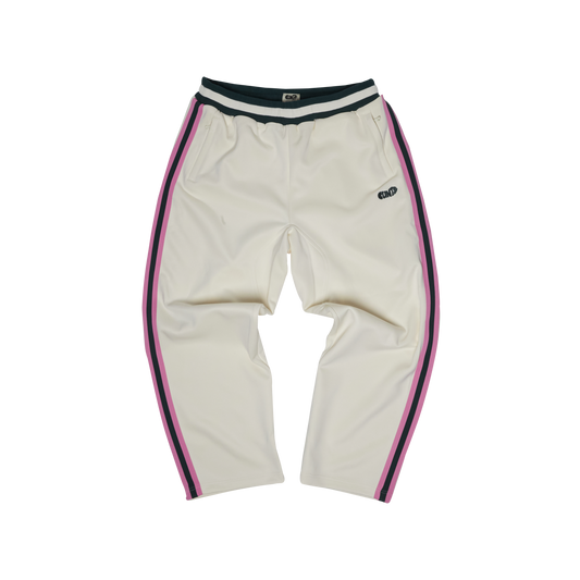 Athletic Dotted Poly Track Pant- Ivory/Pink