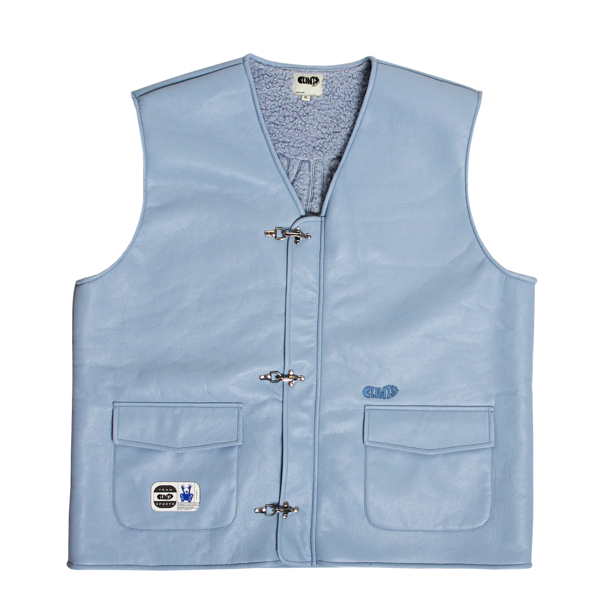 Leather Vest - Sky Blue