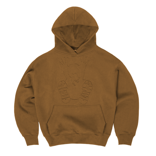 Embossed Stencil Hoodie - Brown