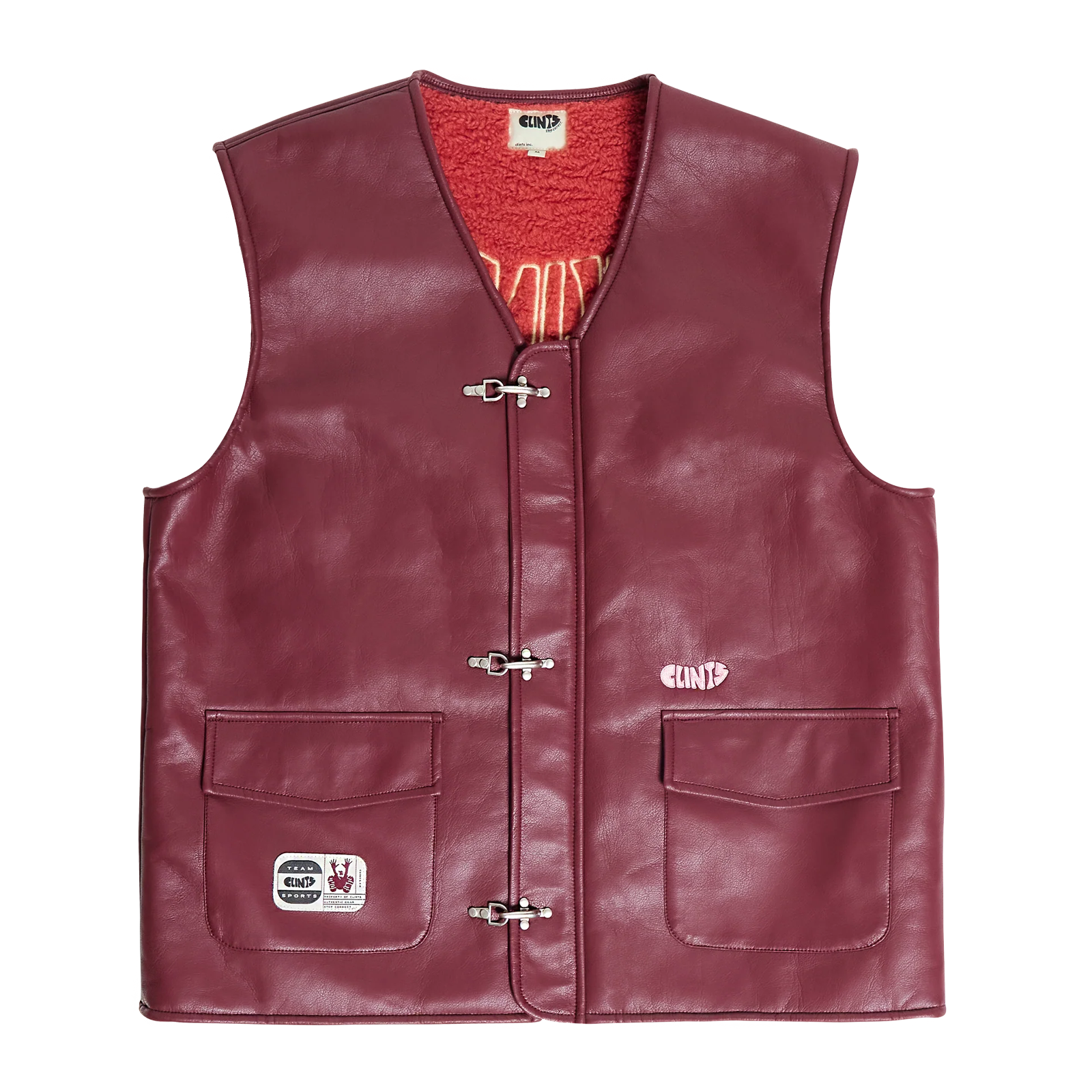 Leather Vest - Burgundy