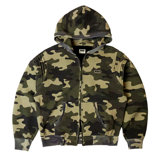 Pintuck Zip Hoodie - Camo