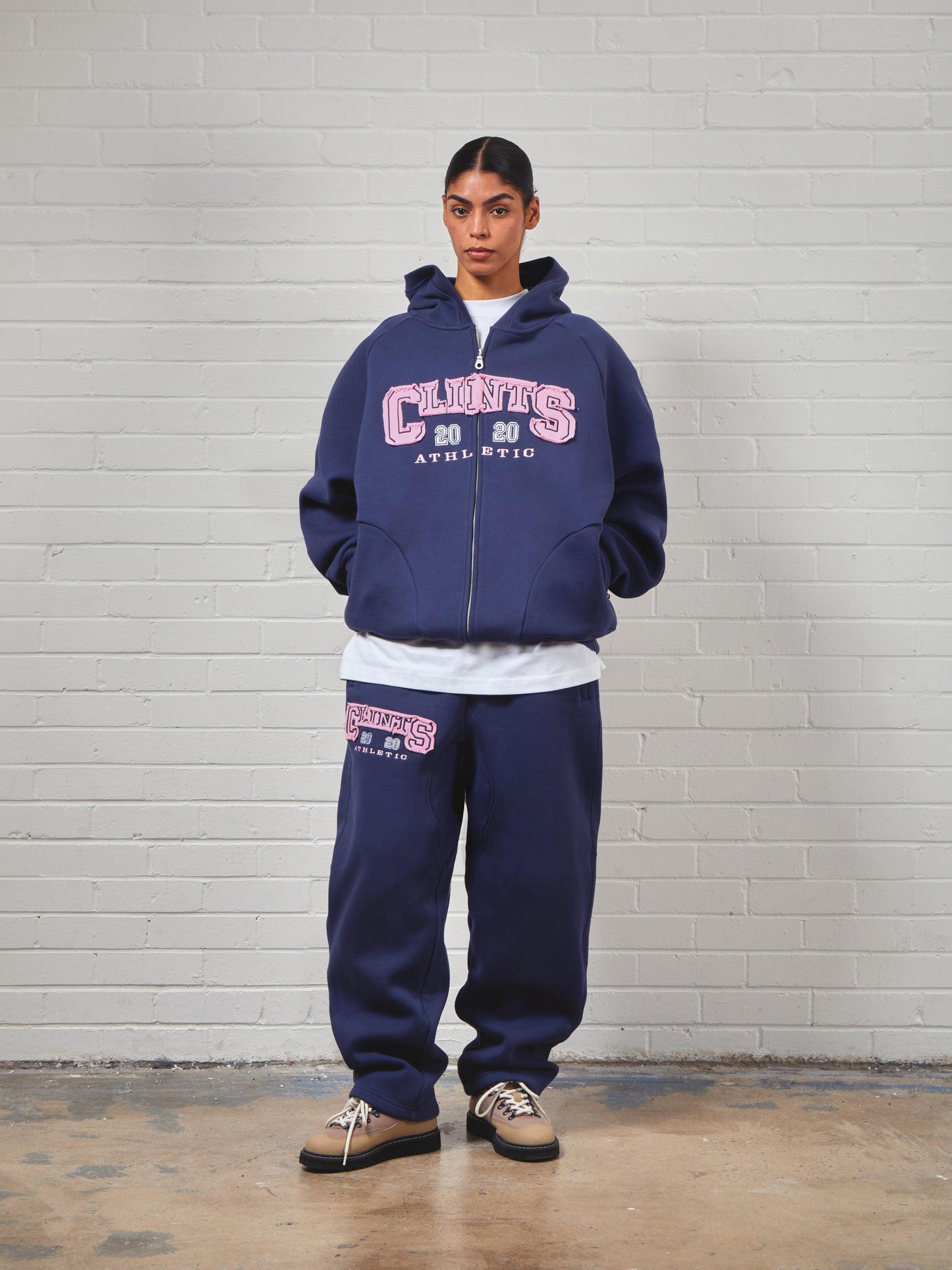 ⁠Heritage Cotton Pant - Navy/Pink