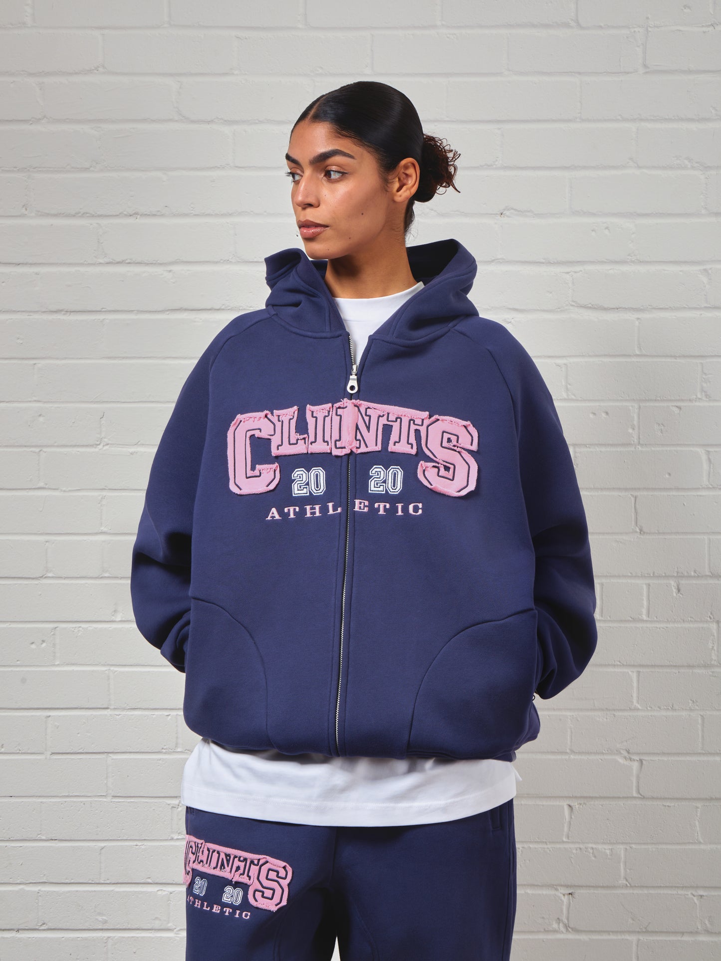 ⁠Heritage Cotton Hoodie - Navy/Pink