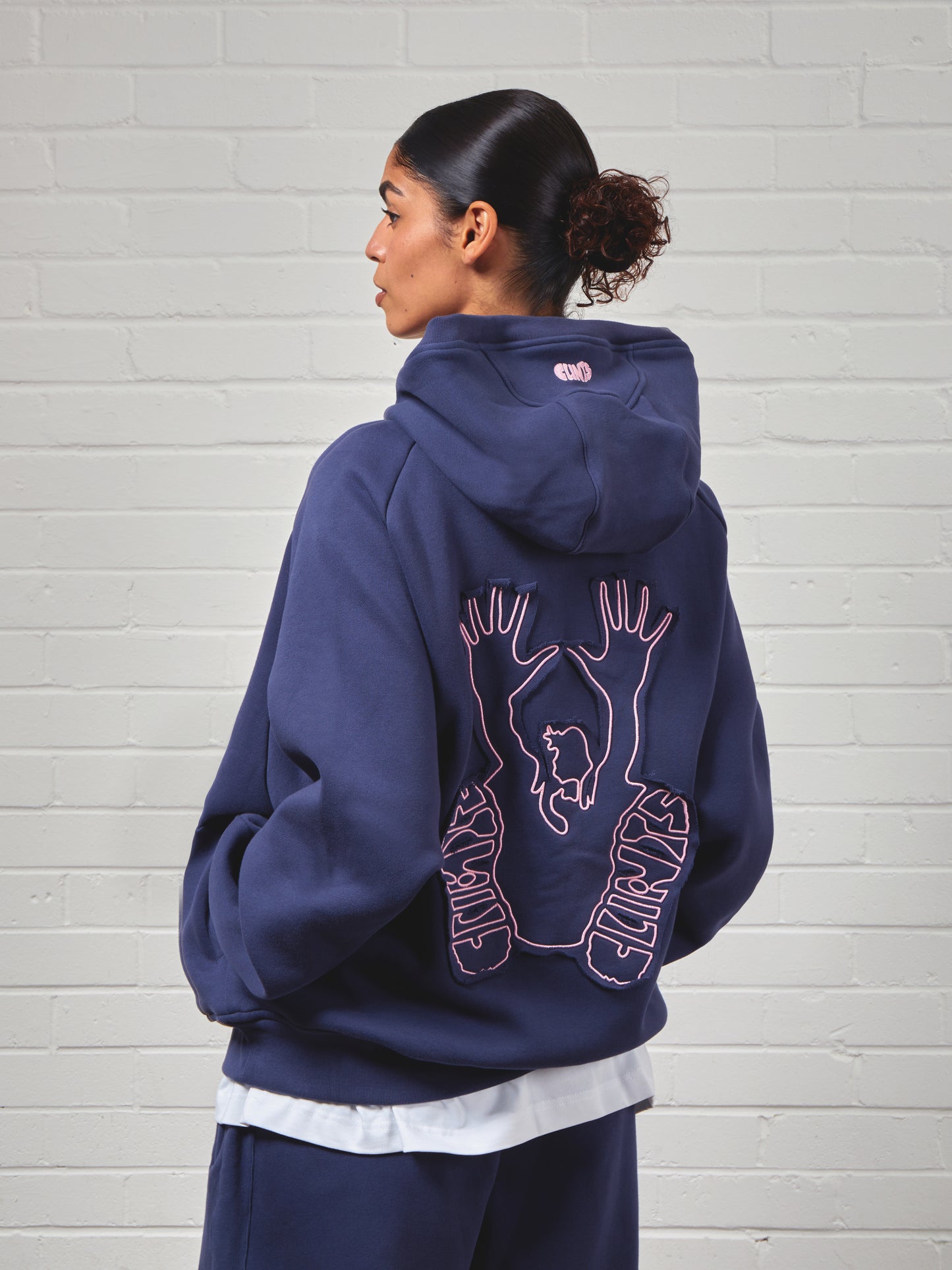 ⁠Heritage Cotton Hoodie - Navy/Pink