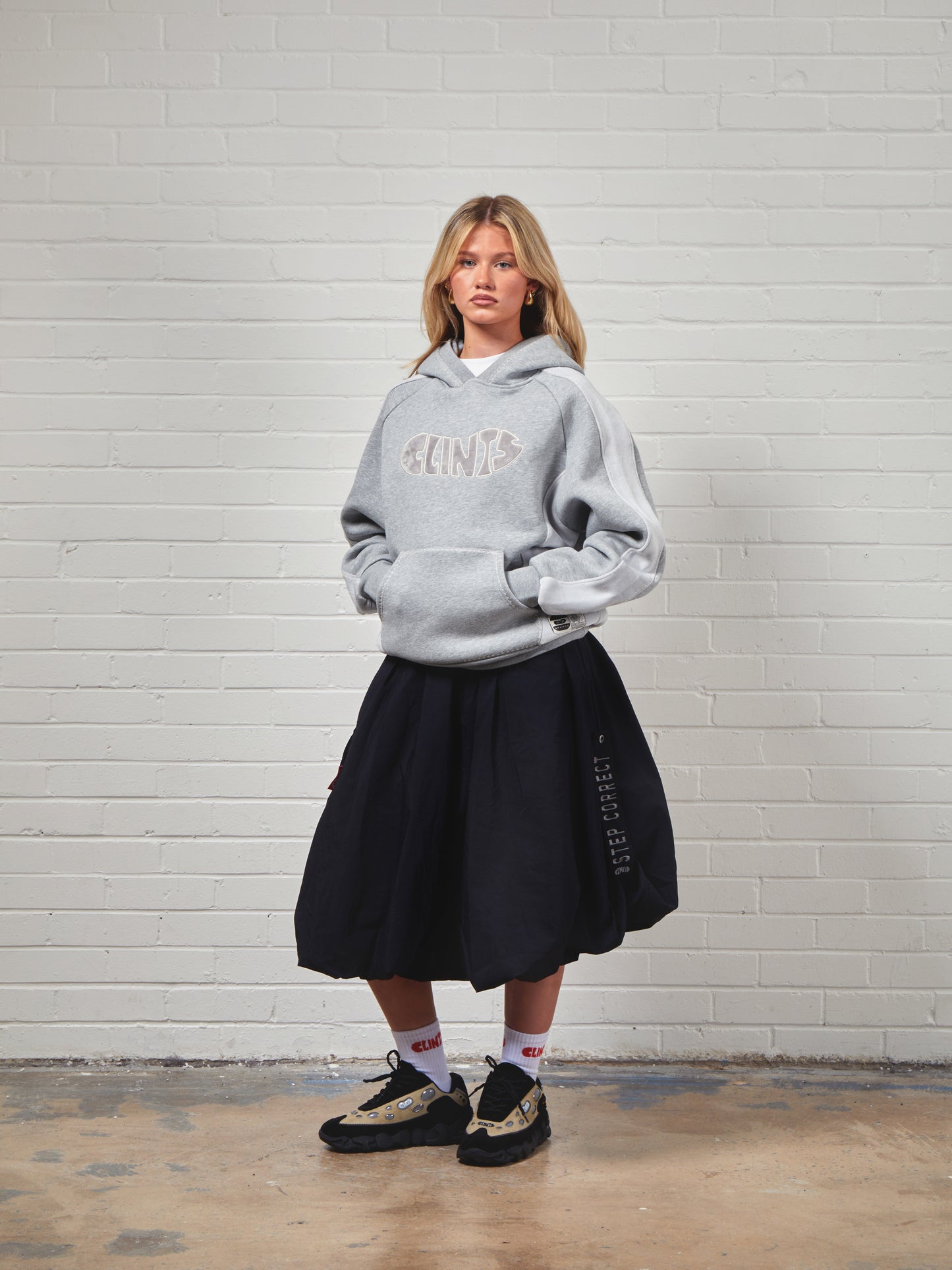 Fleece Panel Hoodie- Grey