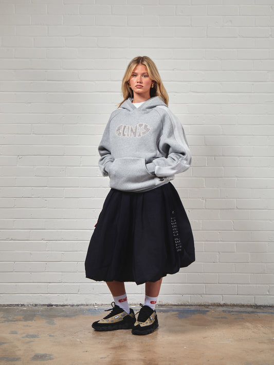 Fleece Panel Hoodie- Grey