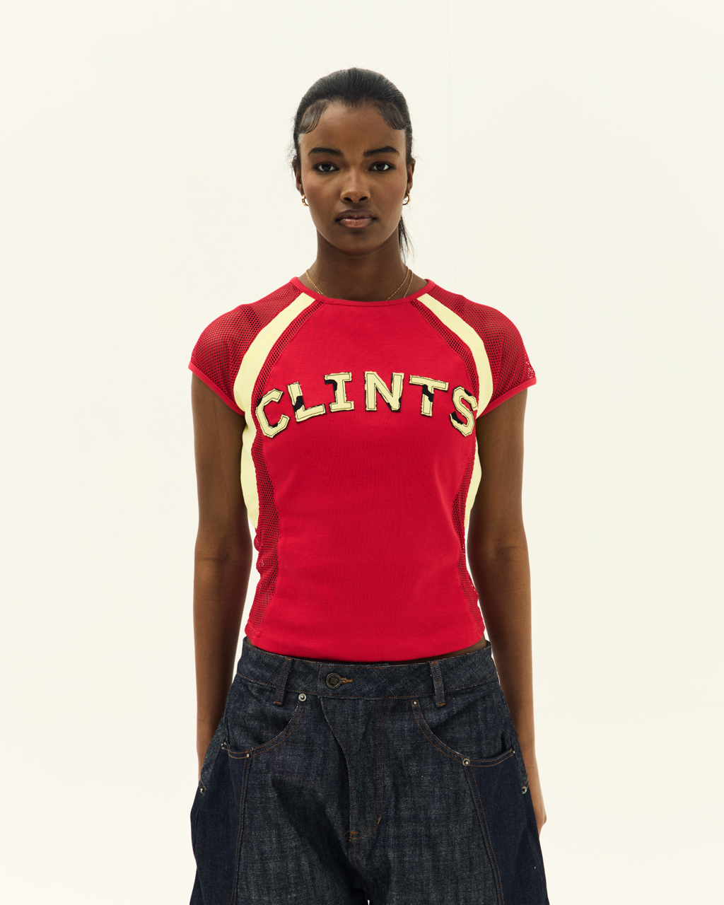 Mesh Contour Crop Top - Red