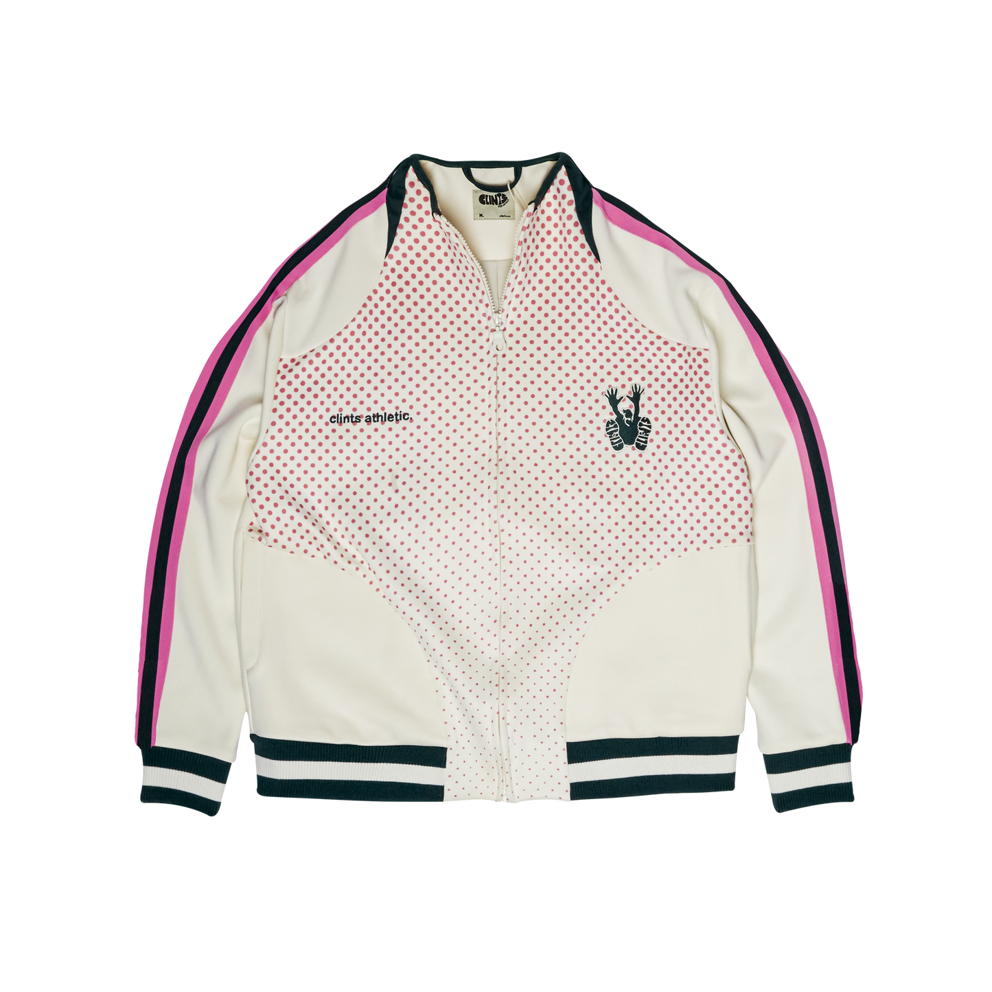Athletic Dotted Poly Track Jacket - Ivory/Pink