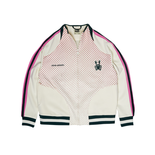 Athletic Dotted Poly Track Jacket - Ivory/Pink